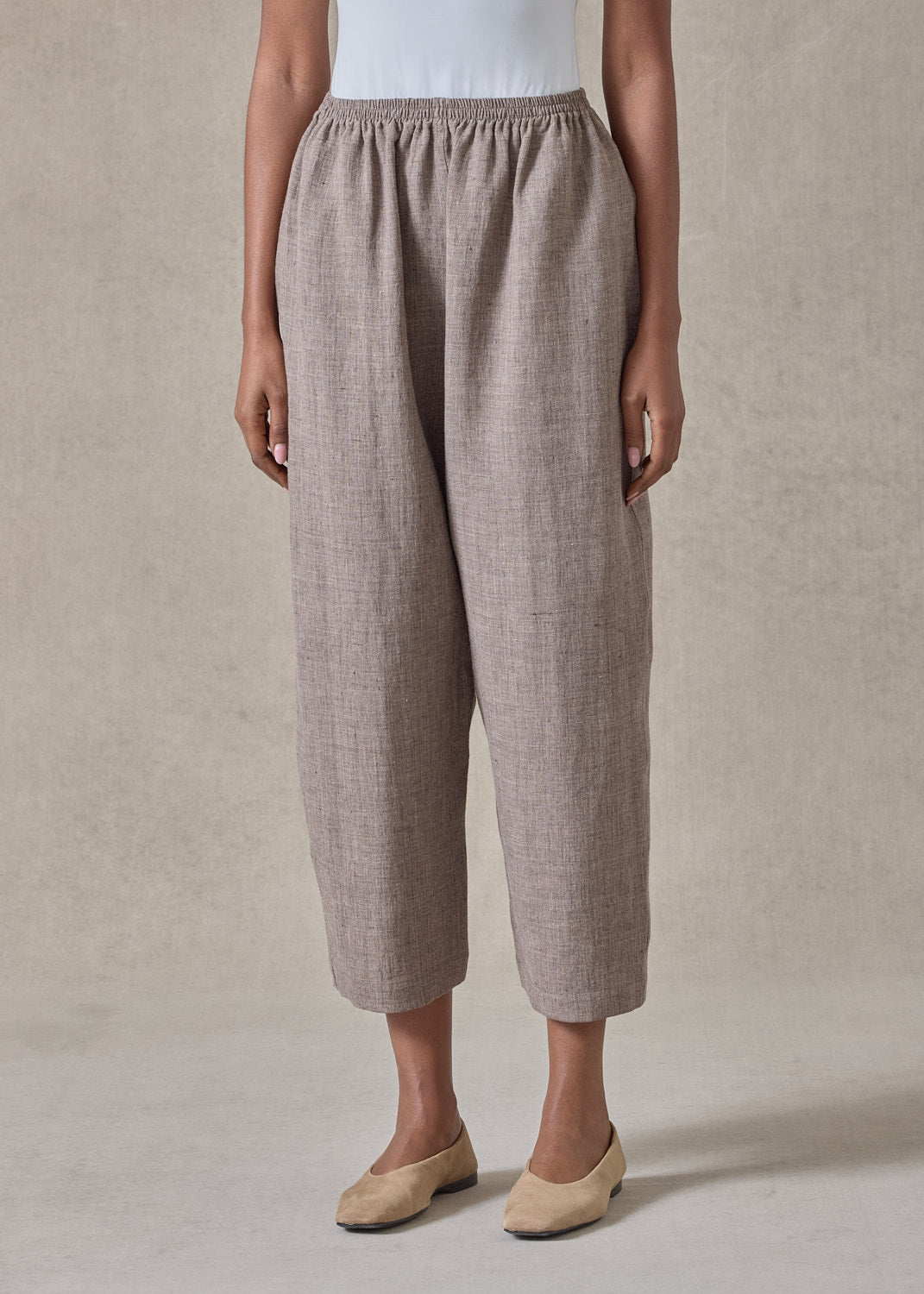 melange linen japanese trouser (bison)