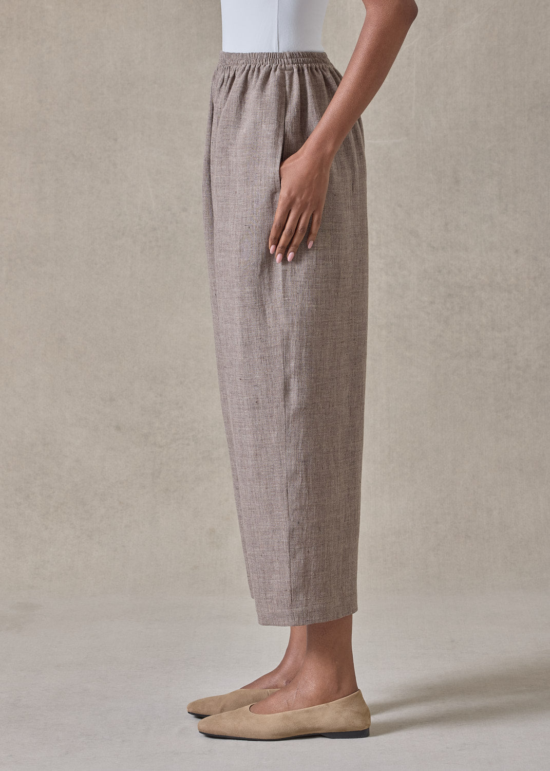 melange linen japanese trouser (bison)