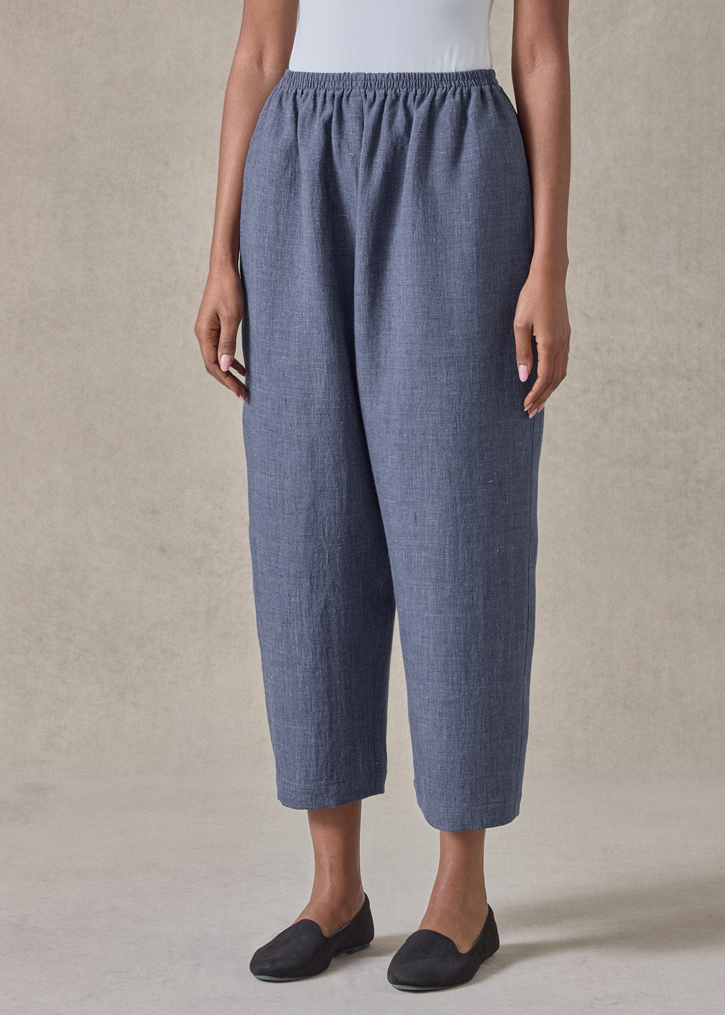 melange linen japanese trouser (indigo)