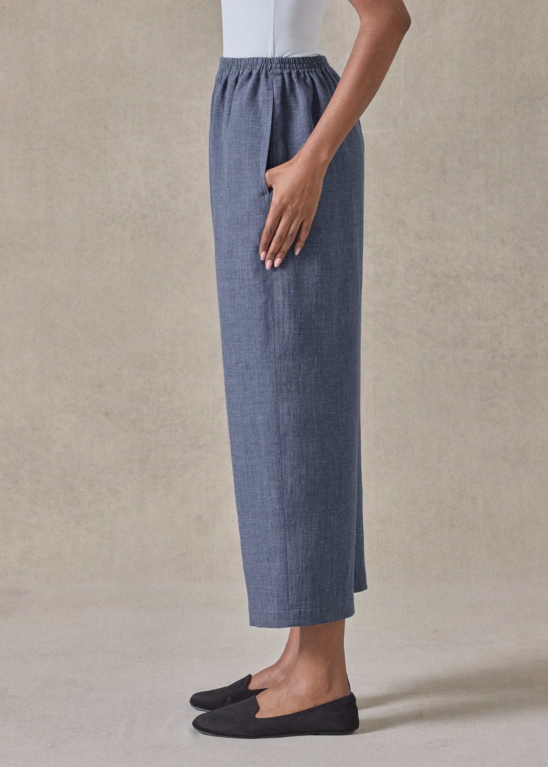 melange linen japanese trouser (indigo)