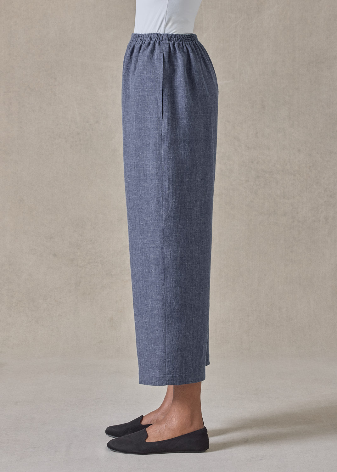 melange linen japanese trouser (indigo)