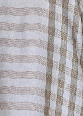 linen double pointed sides shirt with collar - mid plus (olive)