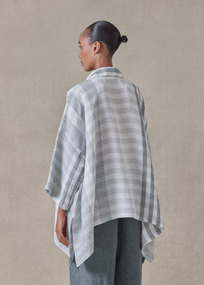 linen double pointed sides shirt with collar - mid plus (petrol)