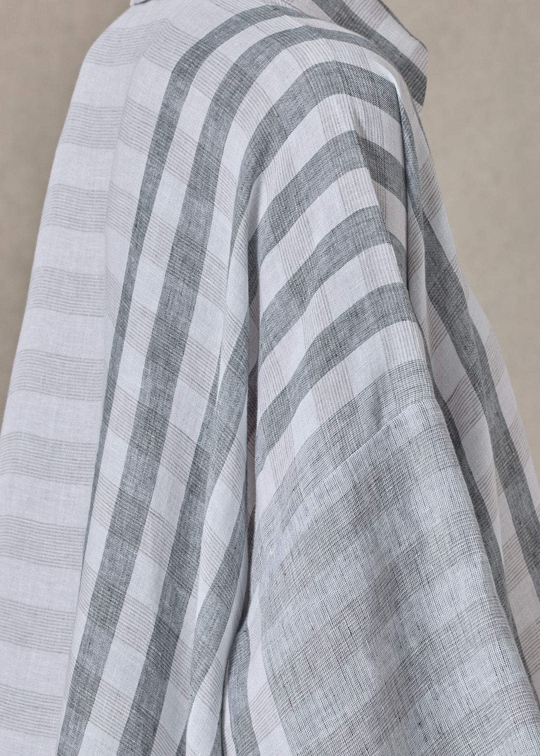 linen double pointed sides shirt with collar - mid plus (petrol)