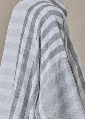 linen double pointed sides shirt with collar - mid plus (petrol)