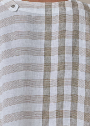 linen 3/4 length side pleated sleeveless dress (olive)