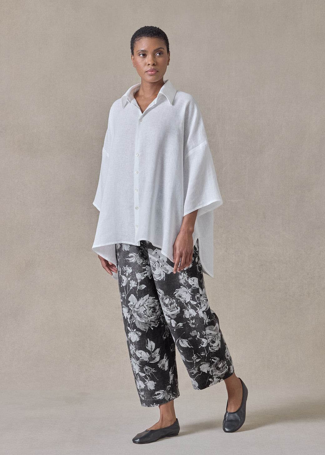 stonewashed linen japanese trouser (monochrome)