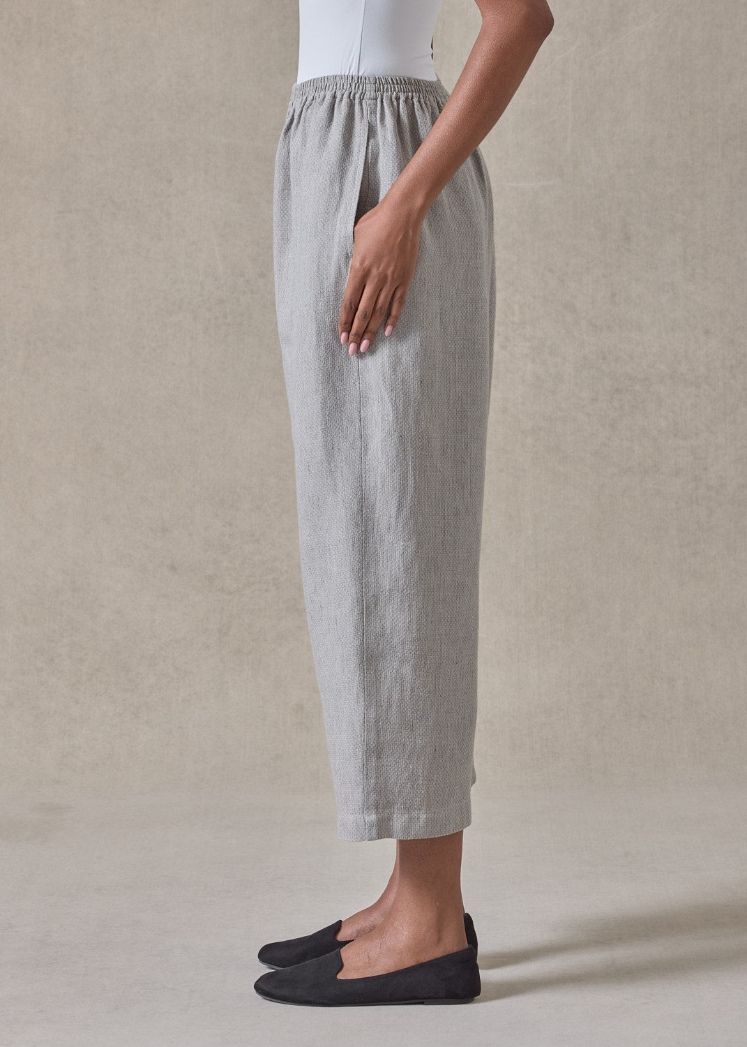 textured linen japanese trouser (grey)
