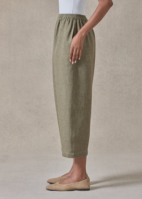 textured linen japanese trouser (olive)