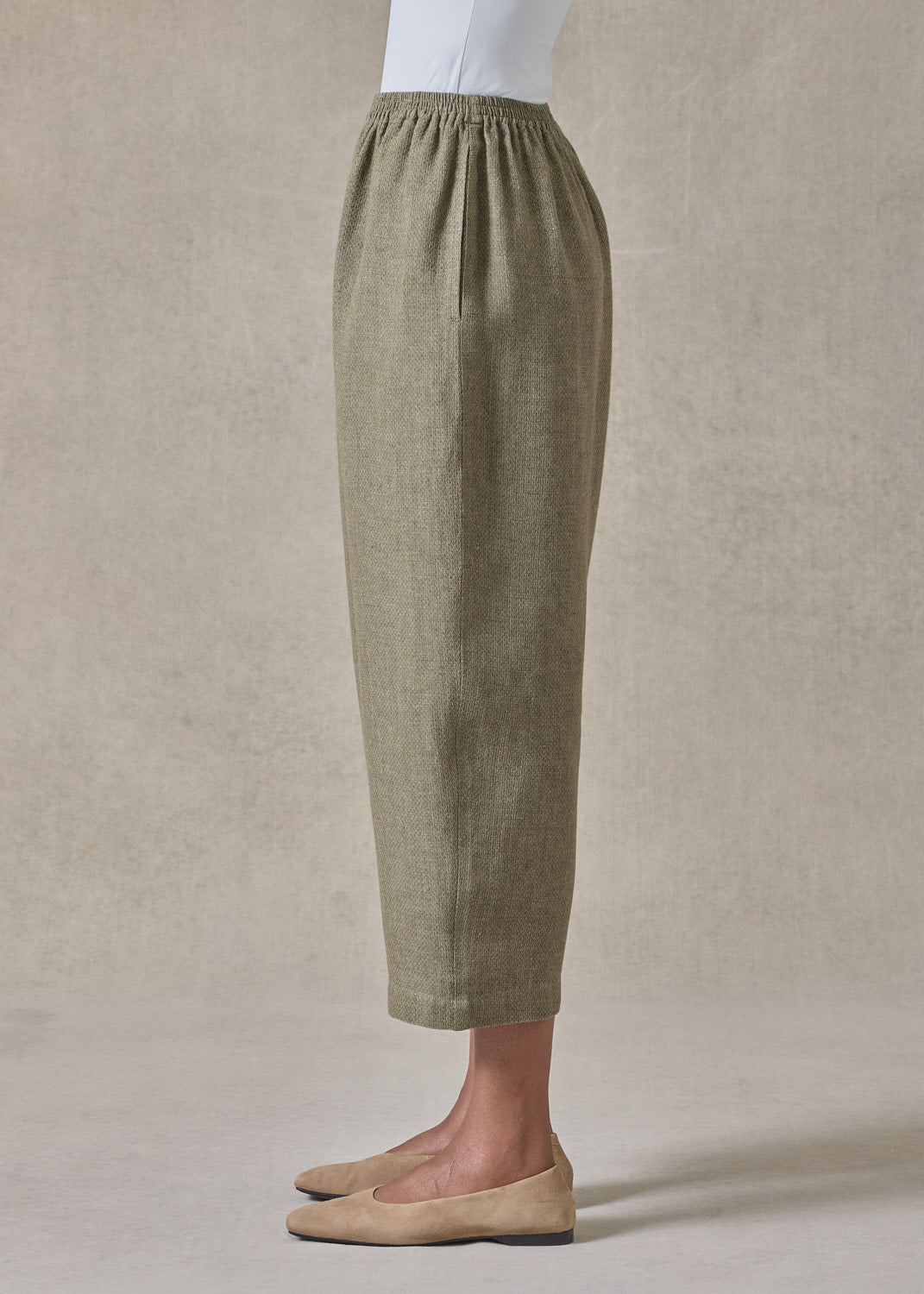 textured linen japanese trouser (olive)