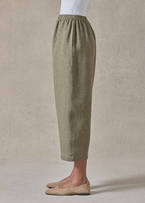 textured linen japanese trouser (olive)