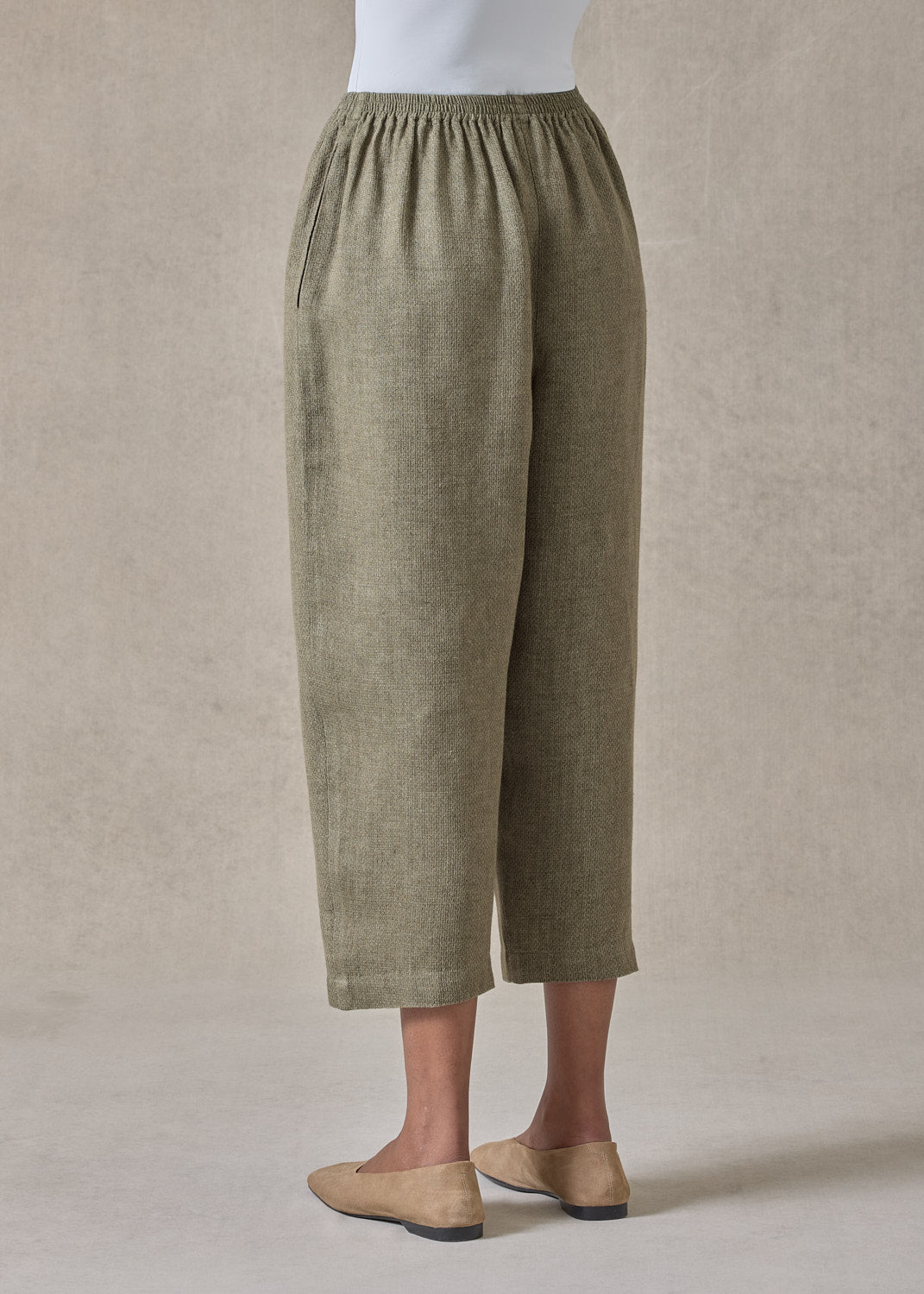 textured linen japanese trouser (olive)