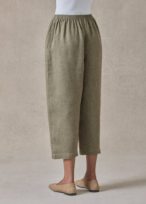textured linen japanese trouser (olive)