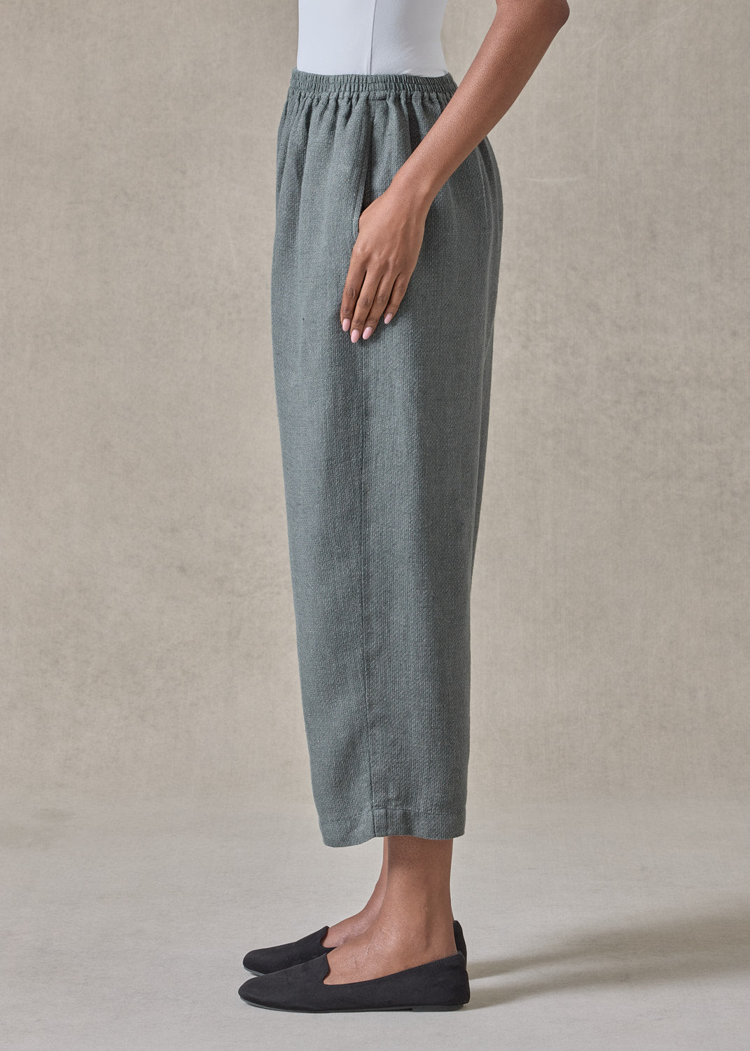 textured linen japanese trouser (petrol)