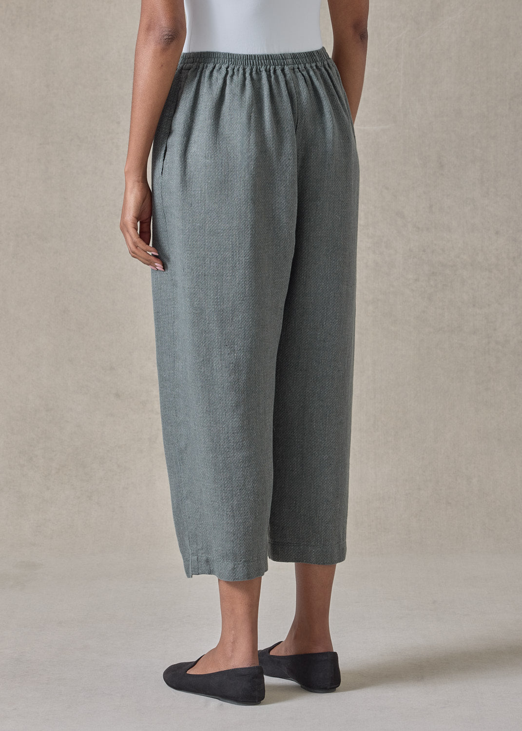 textured linen japanese trouser (petrol)