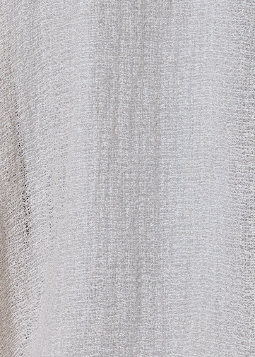 linen mix wide short sleeve scrunch shawl collar jacket - mid plus (natural)