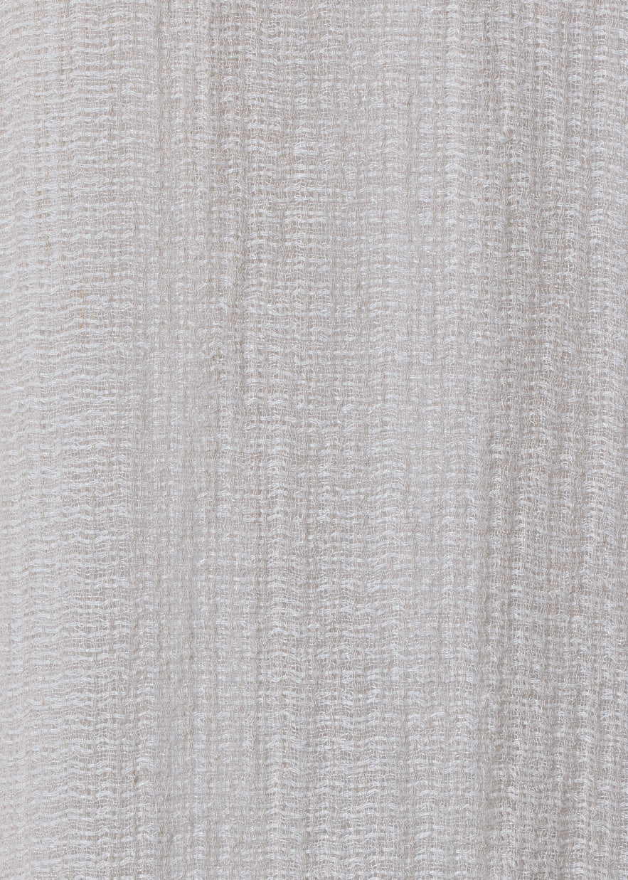 linen mix wide a-line scrunch shawl collar jacket - very long (natural)