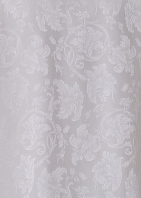 silk jacquard wide a-line double stand collar shirt - mid plus (ivory)