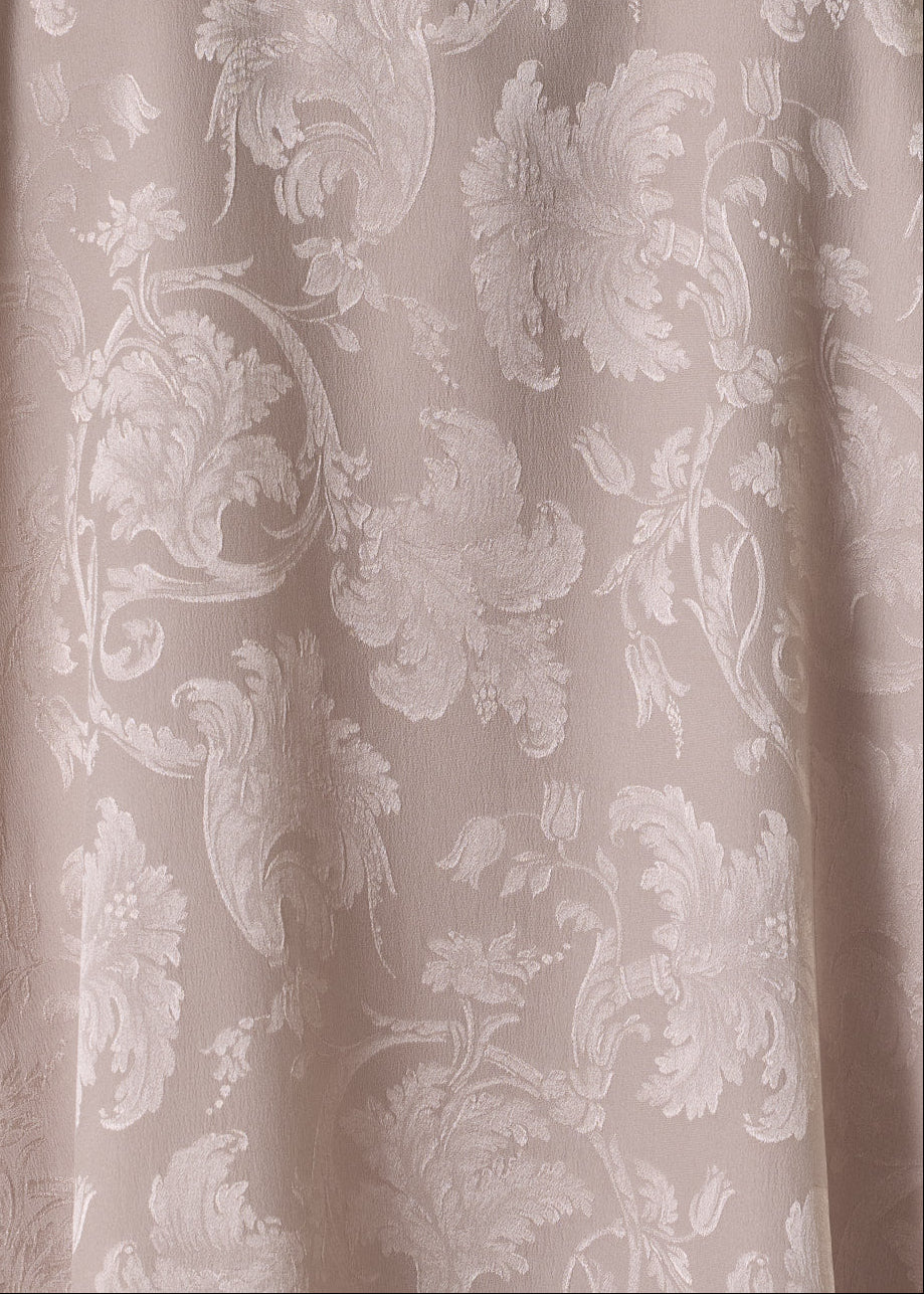 silk jacquard wide a-line double stand collar shirt - mid plus (stone)