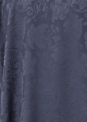silk jacquard wide a-line double stand collar shirt - mid plus (navydark)
