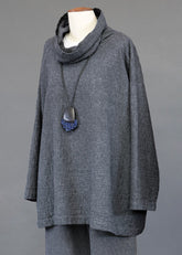 cotton angle-to-front side seam monks top - long