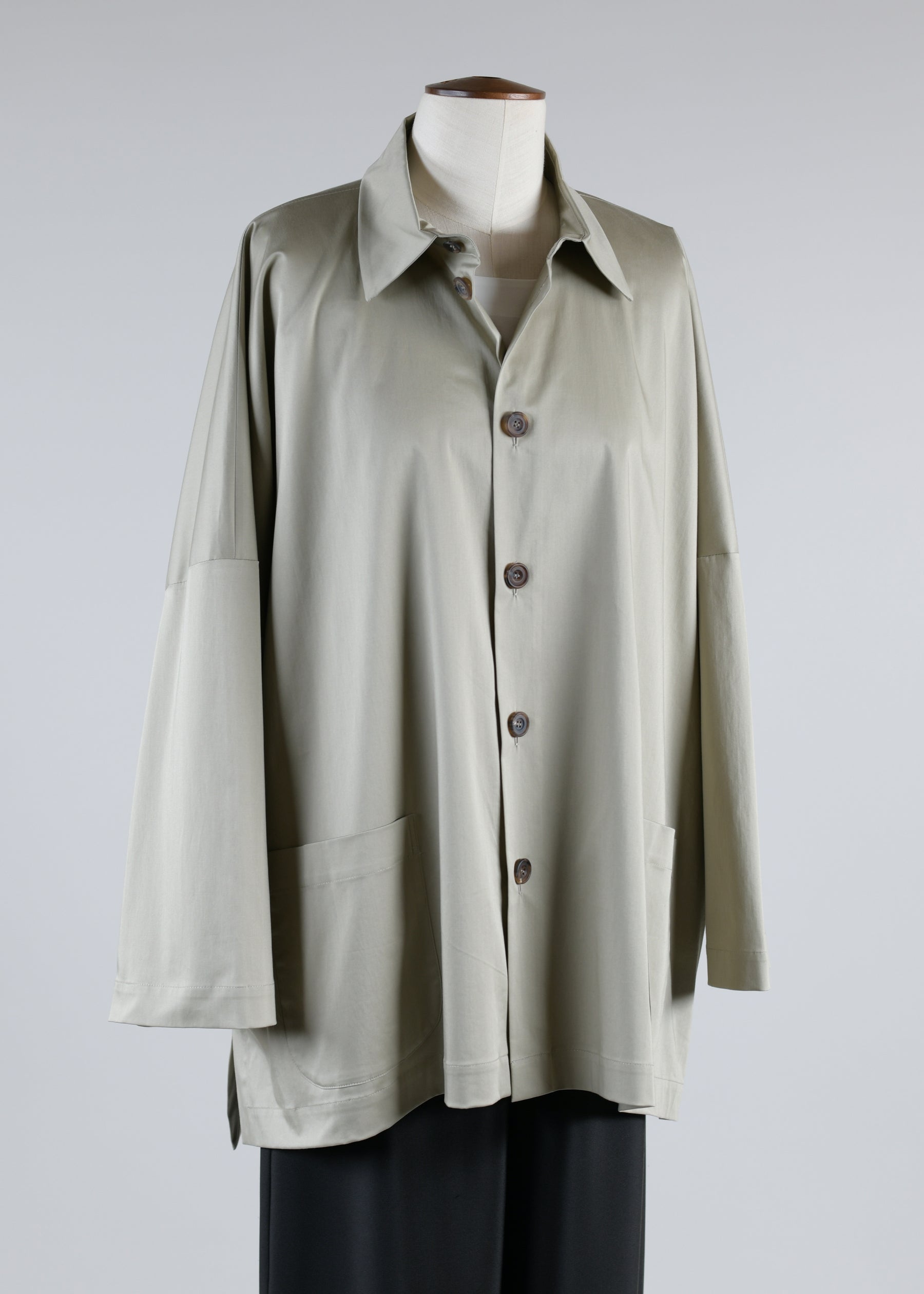 cotton shirt jacket with collar - regular