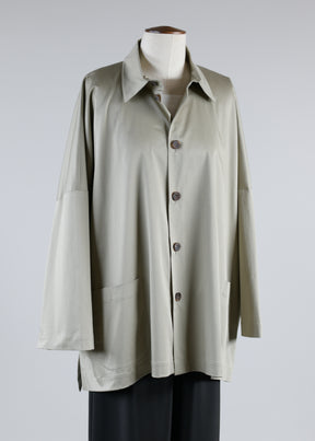 cotton shirt jacket with collar - regular