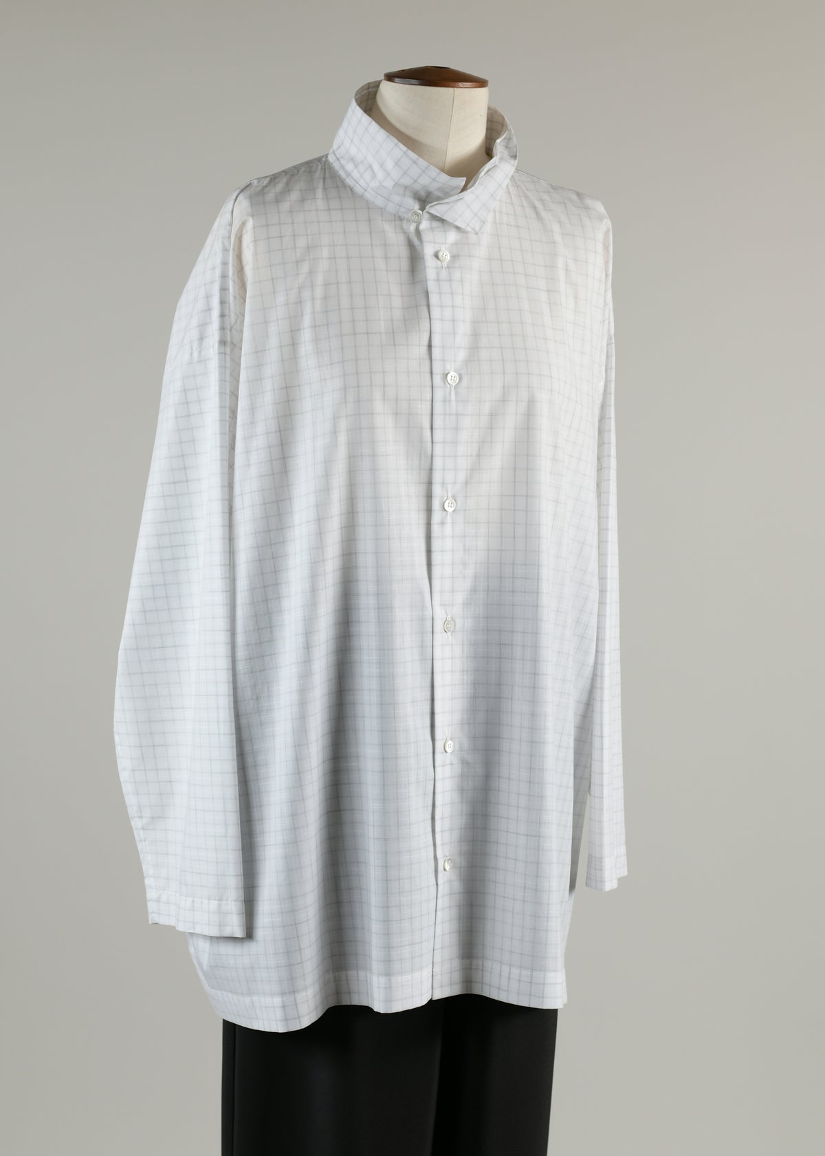 slim a-line double collar shirt with stepped insert - long