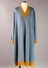 a-line v neck knit dress