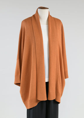 sloped shoulder 3/4 sleeve shawl collar cardi - lg