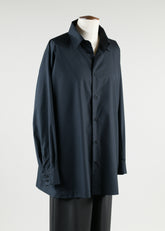 slim a-line angle-to-front side seam shirt with collar - long