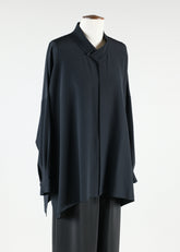 wide longer back v-neck shirt with pleated collar and cuffs - long