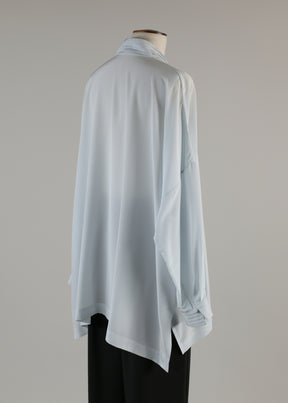 wide longer back v-neck shirt with pleat collar and cuffs - long