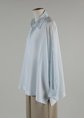 wide longer back sloped shoulder tunic with collar - long