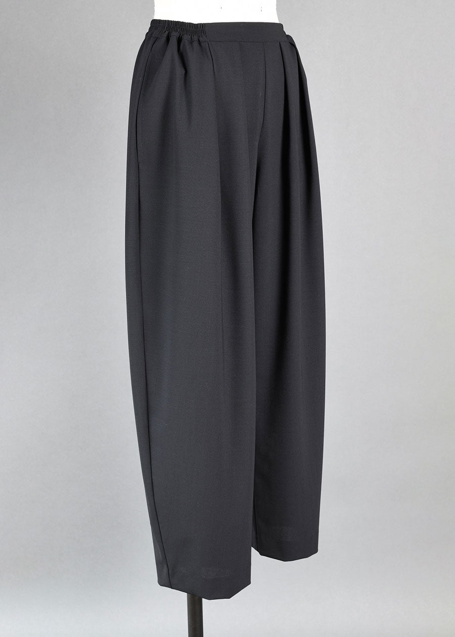 wool cropped pleated flat front trouser