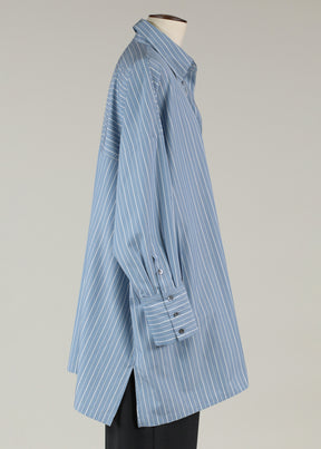 wide a-line back pleat shirt with collar and extended cuff - long plus