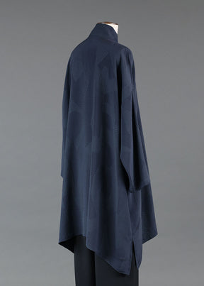 silk wide a-line shirt with chinese collar - very long with slits