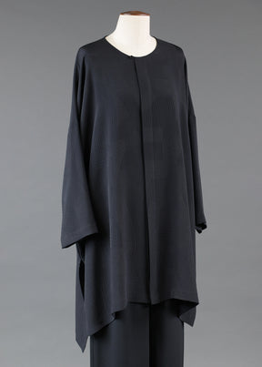 wide longer back bound neck shirt - very long with slits