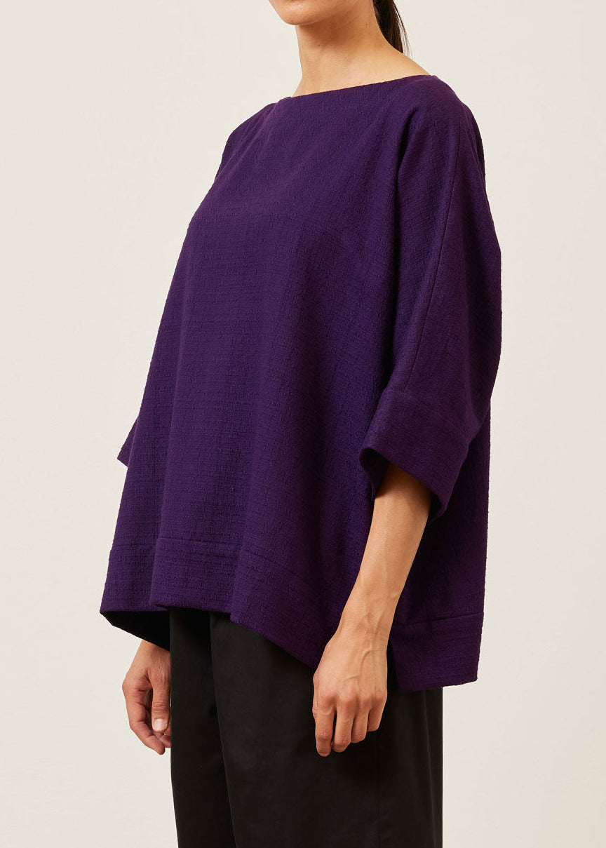 textured cotton scoop neck 3/4 sleeve top with hemband - mid plus