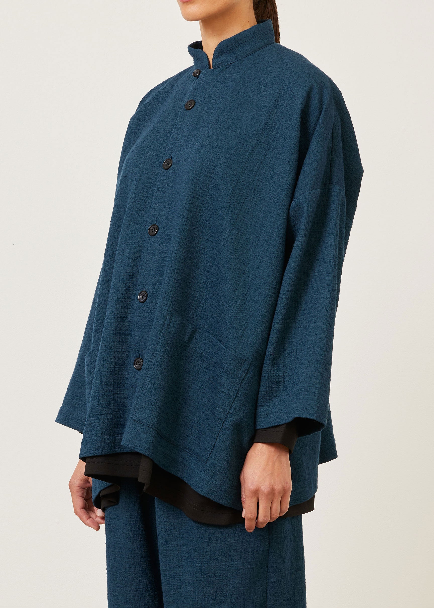 cotton wide mandarin jacket - long