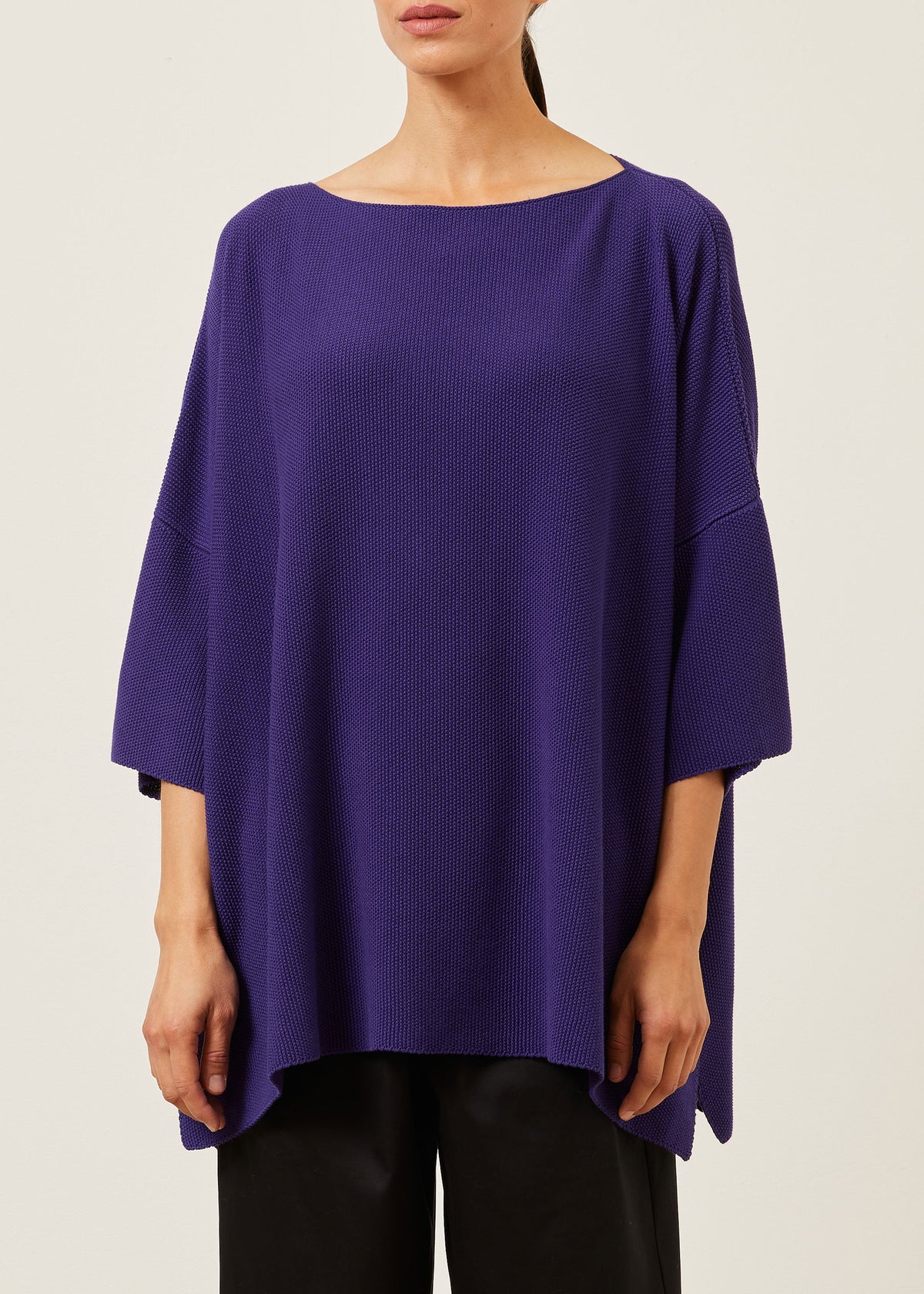cotton square 3/4 sleeve sweater - long