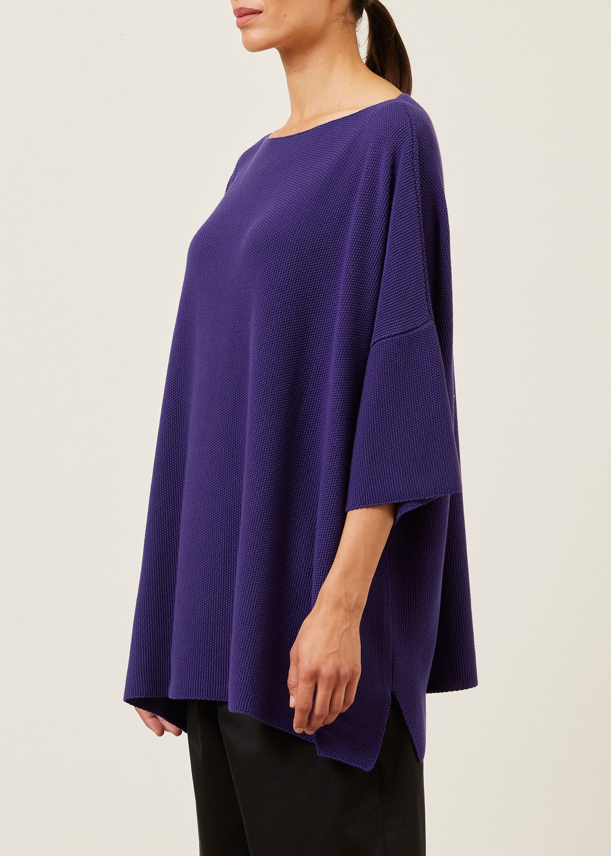 cotton square 3/4 sleeve sweater - long