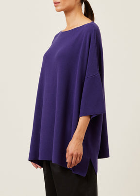 cotton square 3/4 sleeve sweater - long
