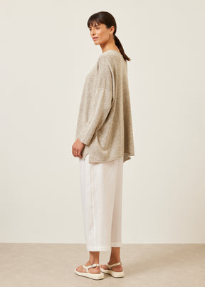 linen silk mix bateau neck sweater - long