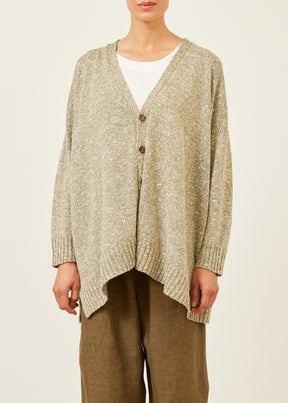 linen silk mix knitted v neck cardigan - mid plus