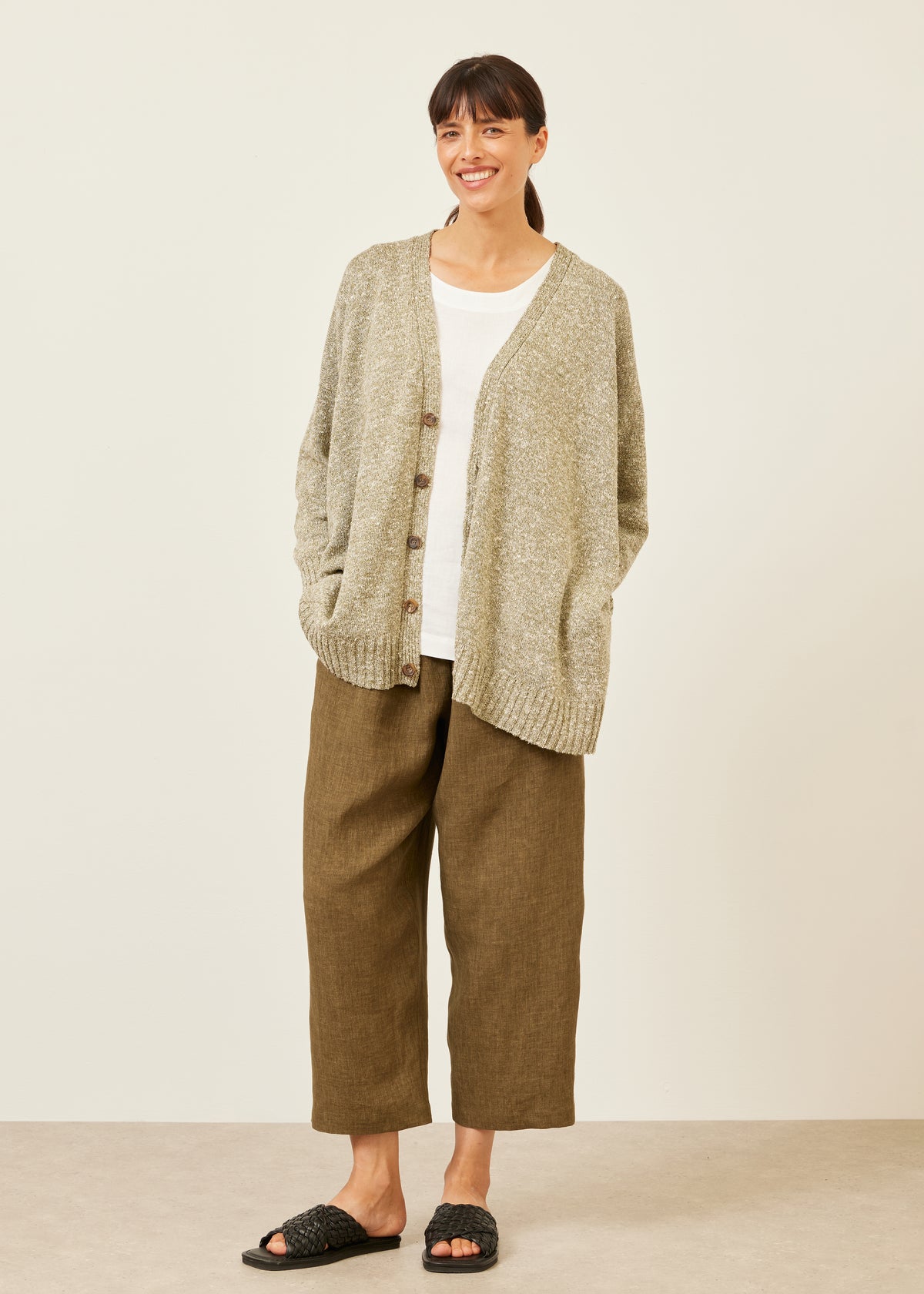 knitted v neck cardigan - mid plus