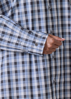 cotton wide a-line shirt with collar - long