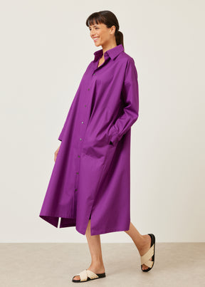 wide a-line shirt dress with collar