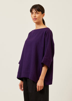 scoop neck 3/4 sleeve top with hembands - mid plus