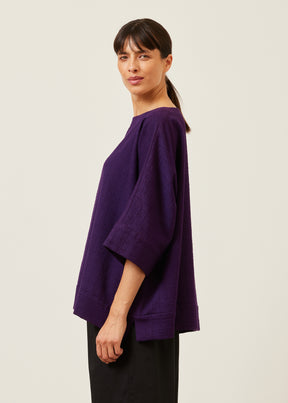 scoop neck 3/4 sleeve top with hembands - mid plus